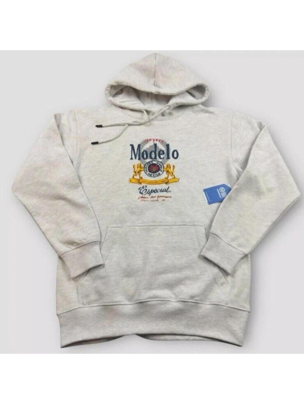 Market Modelo Heather Gray Beer Hoodie Men's Large NWT